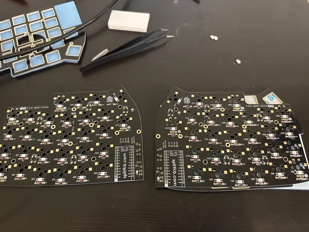 Soldering per-key RGB lights to pcb